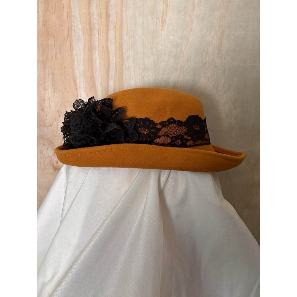 Vintage Bollman Hat Co USA Mustard Doeskin Felt Wide Brim Hat Wool